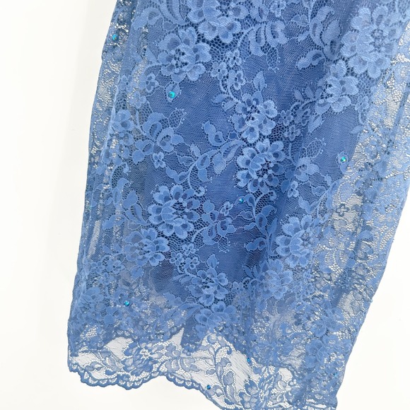 Balera Blue Floral Lace Rhinestone Lyrical Dance Costume Dress Leotard Size SA - Picture 3 of 8